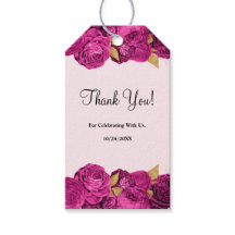 Etiquetas De Regalo De Boda De Floral Rosa Y Oro
