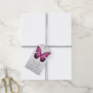 Para Regalos Etiquetas de regalo de Boda de mariposa magenta