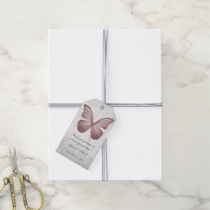 Para Regalos Etiquetas de regalo de Boda de mariposa rosa