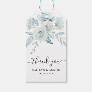 Para Regalos etiquetas de regalo de boda floral azul claro