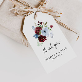 Para Regalos etiquetas de regalo de boda floral azul polvorient