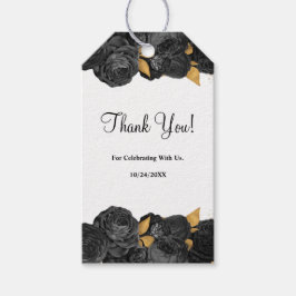 Para Regalos Etiquetas De Regalo De Bodas De Flores Negra Y Oro