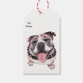 Para Regalos Etiquetas de regalo de Bulldog rosa