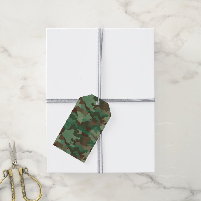 Para Regalos etiquetas de regalo de camuflaje militar (Con cuerda)