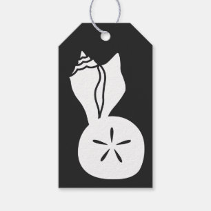 Para Regalos Etiquetas de regalo de conchas de verano en negro