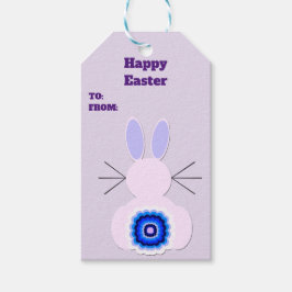 Para Regalos Etiquetas de regalo de conejo de Pascua Púrpura