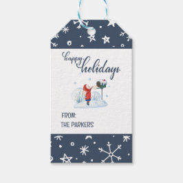 Para Regalos Etiquetas de regalo de copo de nieve azul de baya 