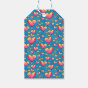 Para Regalos Etiquetas de regalo de corazones con acuarela mult