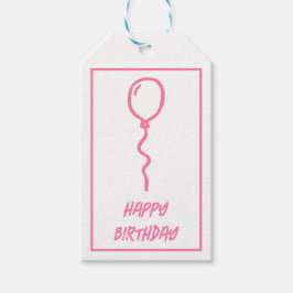 Para Regalos Etiquetas de regalo de cumpleaños de globo rosa li