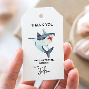 Para Regalos Etiquetas de regalo de cumpleaños de tiburón, etiq