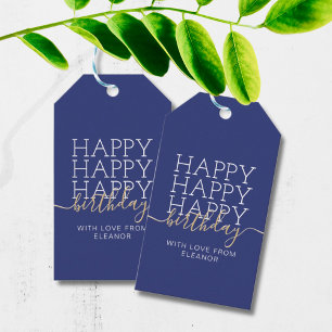 Para Regalos Etiquetas de regalo de cumpleaños feliz azul marin