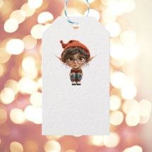 Etiquetas de regalo de Elf White de los Navidades