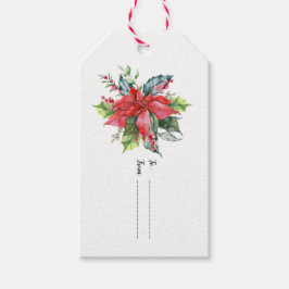 Para Regalos Etiquetas de regalo de flores rojas y verdes de Na