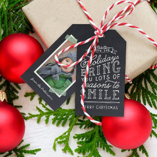 Para Regalos Etiquetas de regalo de foto navideña con membrete