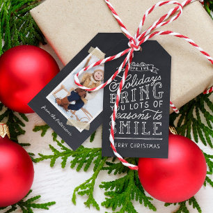 Para Regalos Etiquetas de regalo de foto navideña con membrete