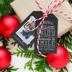 Para Regalos Etiquetas de regalo de foto navideña con membrete