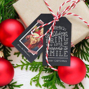 Para Regalos Etiquetas de regalo de foto navideña con membrete