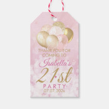 Etiquetas de regalo de globos de purpurina rosados