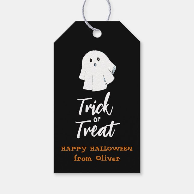 Para Regalos Etiquetas de regalo de Halloween de truco fantasma (Anverso)