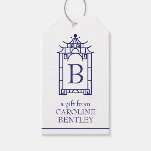 Para Regalos Etiquetas de regalo de la Pagoda Monogramada Prepp