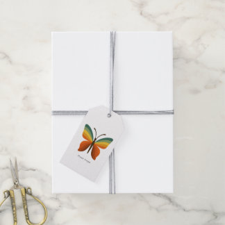Para Regalos Etiquetas de regalo de mariposa arcoíris retro Flo