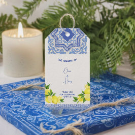 Para Regalos Etiquetas de regalo de mosaico azul marroquí/itali