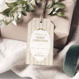 Para Regalos Etiquetas de regalo de Navidad a rayas beige cálid