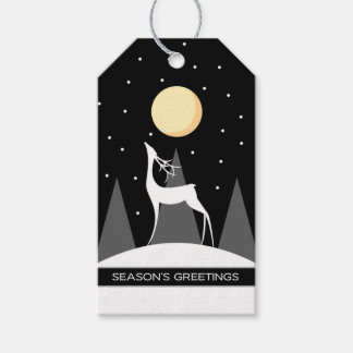 Para Regalos Etiquetas de regalo de Navidad Black Modern Deer M
