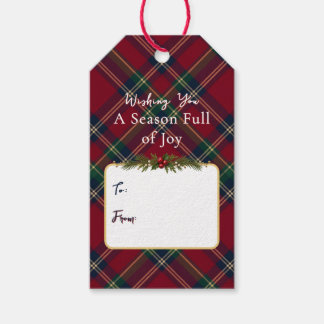 Para Regalos Etiquetas de regalo de Navidad con cuadros escoces