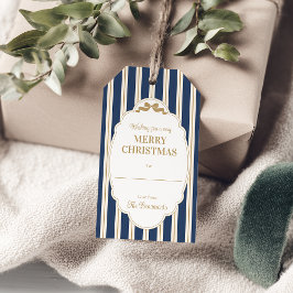 Para Regalos Etiquetas de regalo de Navidad con rayas azules