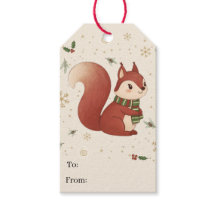 Etiquetas de regalo de Navidad de ardilla del bosq