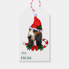 Para Regalos Etiquetas de regalo de Navidad de Cute Basset Houn