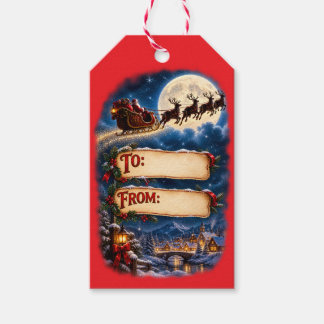 Para Regalos Etiquetas de regalo de Navidad de trineo de Santa