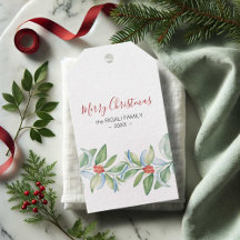 Etiquetas de regalo de Navidad Elegante acuarela B