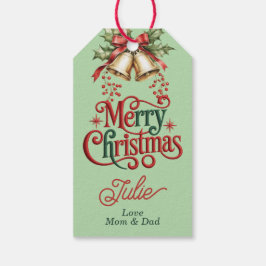 Para Regalos Etiquetas de regalo de Navidad en verde pastel