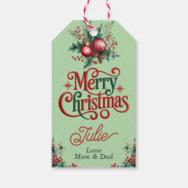 Para Regalos Etiquetas de regalo de Navidad en verde pastel