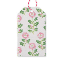 Etiquetas de regalo de Navidad Pink Daisy y Holly