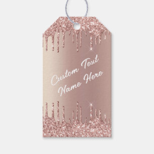 Para Regalos Etiquetas de regalo de oro rosa con su nombre de t