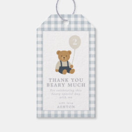 Para Regalos Etiquetas de regalo de osito de cuadros azul claro