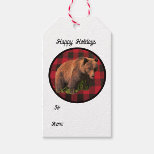 Para Regalos Etiquetas de regalo de oso grizzly de cuadros de b