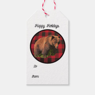 Para Regalos Etiquetas de regalo de oso grizzly de cuadros de b