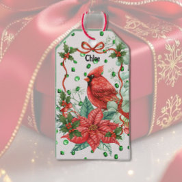 Para Regalos Etiquetas de regalo de pájaro cardenal festivo