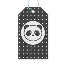 Etiquetas de regalo de panda punteadas