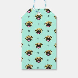 Para Regalos Etiquetas de regalo de Pug de menta