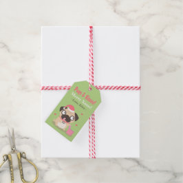 Para Regalos Etiquetas de regalo de Pug lindos y besos Feliz Na