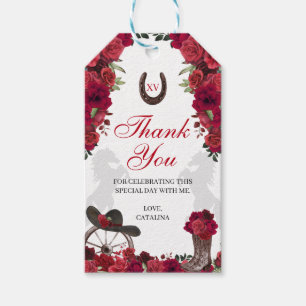Para Regalos Etiquetas de regalo de Ranchero Quinceanera de ros