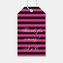 Para Regalos Etiquetas de regalo de rayas rosadas y negras cali