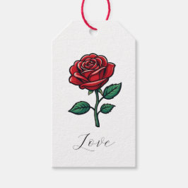 Para Regalos Etiquetas de regalo de rosa de amor elegante