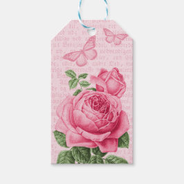Para Regalos Etiquetas de regalo de rosa rosa hermosa - collage