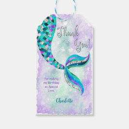 Para Regalos Etiquetas de regalo de sirena púrpura y verde